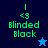 Pixelated green text 'Blinded Black' with '<3' and vertical line above, blue star symbol on dark background in top-left ; same elements on light blue background in bottom-left