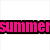 Pixelated text icons in pink, blue, green, and purple with a beach landscape image below them.