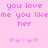 Pixelated pink text on light pink background with animated heart symbols changing position.