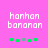Pixelated text 'hanhan bananan' on pink background with green and gray symbols below, two variations of symbol arrangement visible.