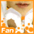 25 animated frames showing a person with blonde hair in various poses and expressions, each bordered by orange text reading "Fan"