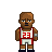 Pixelated character in red and white athletic uniform with number 23, standing against gray background.