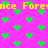 A static image with a bright pink background filled with green pixelated hearts and repeated yellow text reading "Forence".