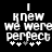 Black background with white pixelated text reading "I knew we were perfect" and five star symbols below, where the third star changes from white to gray between frames.