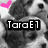 Pixelated grayscale image of a dog with pink heart shape in top-left corner and bold white text 'TaraEl' on black background.