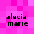 Pixelated text 'alecia marie' repeated four times on a pink pixelated background with varying brightness levels.