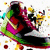Animated icon shows a green-skinned character in red and purple clothing holding a yellow object against a white background with scattered colored dots.