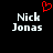 Pixelated text 'Nick Jonas' appears twice on a black background with a red heart symbol above the left instance.