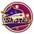 Circular emblem with gradient border transitioning from pink to brown, containing stylized text over a blue and red background with a yellow horizontal stripe.