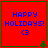 Red square with green border displays blue text 'HAPPY HOLIDAYS!' and '<3' with a small green tree icon in the bottom-right corner.