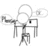A stick figure at a desk with thought bubbles, transitioning to standing and saluting, then showing a face with eyes and mouth.