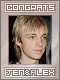 Animated sequence of pixelated celebrity images with 'CONGRATS' and 'JEN&ALEX' text, showing individual portraits transitioning to group shots.