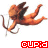 Animated sequence of a winged cherub holding a bow, with red pixelated text reading 'cupid', 'send', and 'me' below.