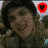 four showing a person in various poses with red heart-shaped icons overlaid on the image