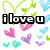 Pixelated heart-themed buddy icon with text elements, featuring green vine outlines and multicolored hearts on a white background.