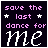 Pixelated text 'save the last dance for me' with stars, displayed in varying pink and white hues across a dark background.