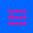 Four quadrants display the text 'never shout never' in pink pixelated font against blue, green, yellow, and green backgrounds.
