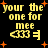 Yellow pixelated text and symbols on black background with orange starbursts, showing animated changes in starburst positions and text clarity.