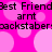 Pixelated pink background with repeating text and circular shapes, featuring 'Best Friend' and 'arnt' in black font over light pink circles.