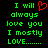 Green pixelated text on black background with red heart symbol replacing 'love' in first frame, repeated across two identical frames.