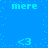 Blue background with pixelated text and symbols repeating in a pattern, featuring 'mere' and '<3' elements