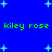 Blue background with light blue star shapes and green text reading "kiley rose" repeated twice horizontally in two