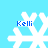 Four white snowflake icons on a light blue background, each with the text "Kelli" in blue pixelated font positioned above or to the left of the snowflake.