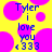 Yellow background with pink circles and blue text reading "Tyler i love you <333" in pixelated font.