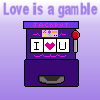 Animated contact sheet of a purple slot machine icon with "JACKPOT" text, showing frame-by-frame animation changes across multiple states including "I ❤ U" and blank reels.