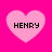 Four pink heart shapes on a bright pink background, each containing the text HENRY in black pixelated font.