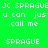 Green background with white pixelated text repeating 'JC SPRAGUE', 'u can jus' u can just', and 'call me' in a pattern
