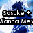 Four- with anime-style character, heart symbols, and text overlays in blue, white, pink, purple, black, and gray tones