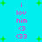 Pixelated cyan background with green plus signs and pink text reading 'i lov him <3 <33' arranged vertically in two