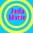 Four circular yellow rings on blue background with pink text "Jada Marie" in each ring, varying ring thickness and spacing across positions.