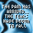 Pixelated text reads "THE PAIN HAS ARRIVED... THE TEARS HAVE BEGUN TO FALL" over a blue and black abstract background with light streaks.