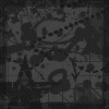 A static image displays repeated text "heels over head" and "I'M HANGING UPSIDE DOWN" in light gray script over a dark, patterned background with faint, indistinct shapes.