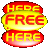 Animated sequence of red and yellow oval shapes displaying 'HERE' and 'FREE' text in alternating positions against a gray background.