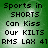 Green background with pixelated black text reading 'Sports in SHORTS Can Kiss Our KILTS RMS LAX 41' arranged in four lines.
