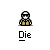 A 5x4 contact sheet of a pixel art animated icon showing a character in various states with changing background effects, all labeled "Die" below each frame.