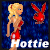 Pixelated animated contact sheet showing a blonde cartoon woman in red lingerie with a Playboy bunny logo, cycling through three poses against a blue background.