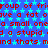 Blue background with repeating cyan star patterns and red text reading 'group of fri', 'ave a fat oive a fat oive a fat o', 'a small onea small onea small one', 'd a stupid d a stupid d a stupid', 'and thats mind thats mind thats m' in pixelated font.