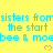 Yellow background with repeated cyan text and pink hearts, partially cropped at bottom right.