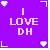 Pixelated purple icon with pink text and corner decorations, featuring "LOVE DH" in the center.