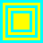 Four square each contain nested squares alternating cyan and yellow, with varying inner square sizes and outer square positions