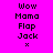 Pixelated text list on bright pink background with yellow highlight bars shifting between