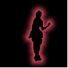 Silhouetted figures in various dynamic poses with red glowing outlines against a black background, each figure distinct and motionless.