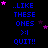 Blue text and pink stars on black background with repeated phrases and emoticons in a