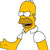Pixelated yellow cartoon character with glasses, open mouth showing teeth and tongue, wearing white shirt and gray suspenders. One arm extended forward.