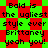 Pixelated text repeats across a red and green checkered background with alternating color patterns.