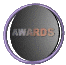 Animated sequence of a circular icon with 'AWARDS' text rotating through multiple angles, featuring a purple ring and gradient background.